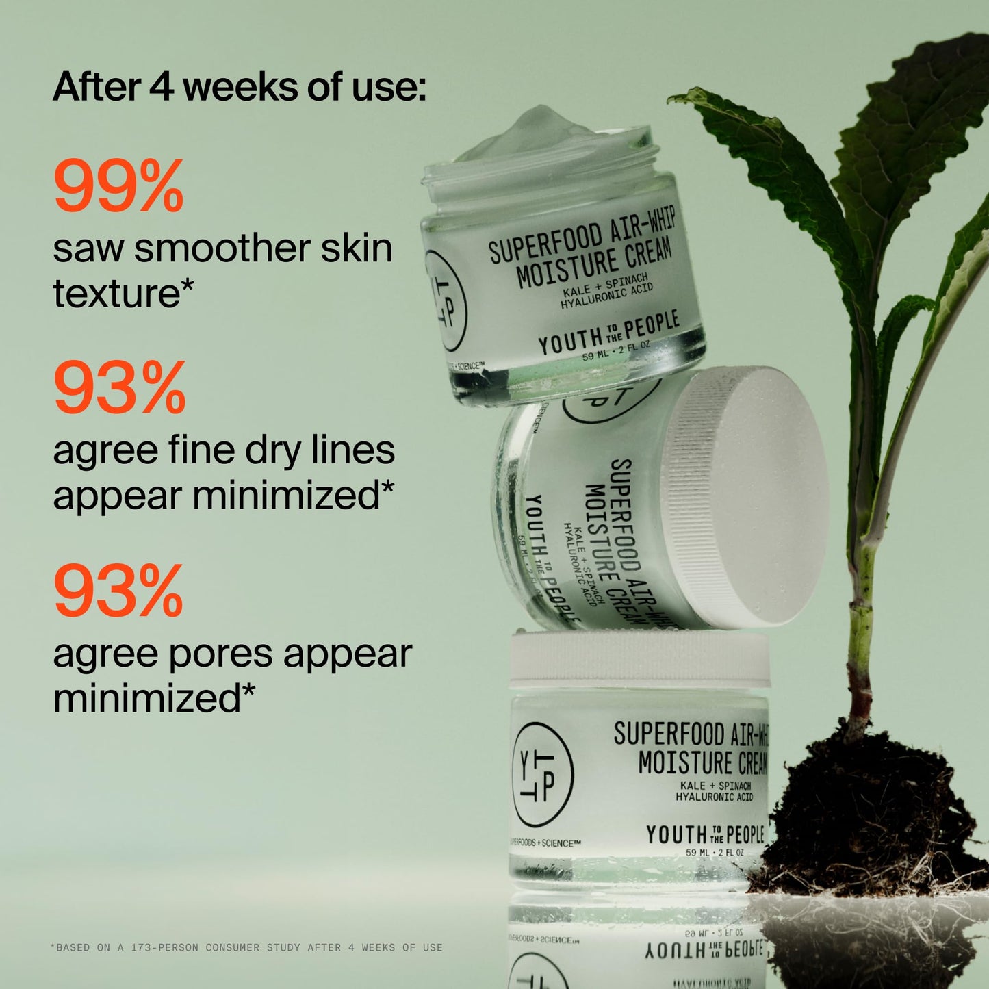 Youth To The People Superfood Air-Whip Moisture Cream Full Size - Kale + Green Tea Hyaluronic Acid Face Moisturizer, Smooths + Hydrates Up to 48HR with Dewy Glow, Non-Greasy Lightweight Gel - 2 fl oz