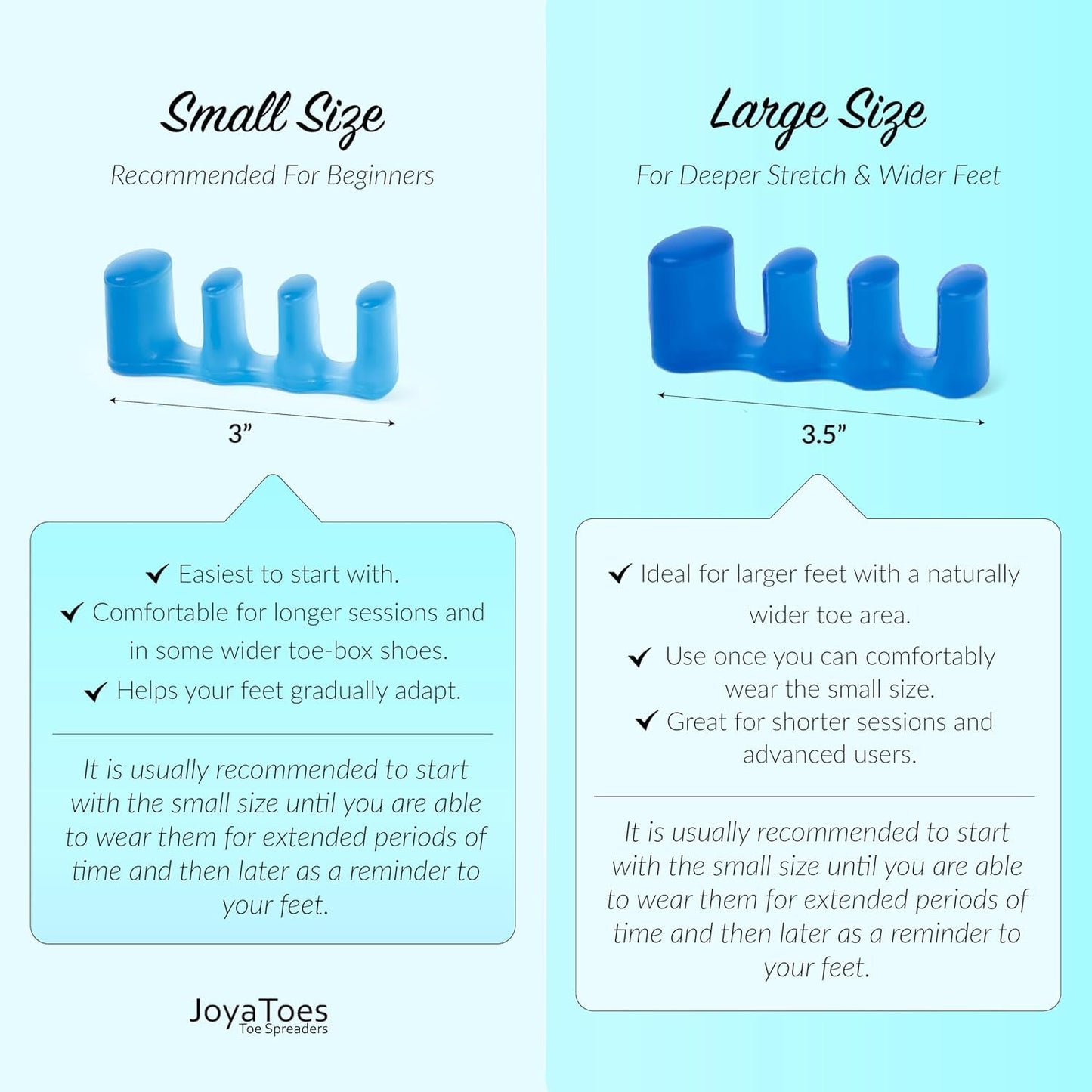 Toe Separators for Yoga & Foot Recovery - Soft Gel Spacers | Small Blue, 1 Pair, Reusable & Washable