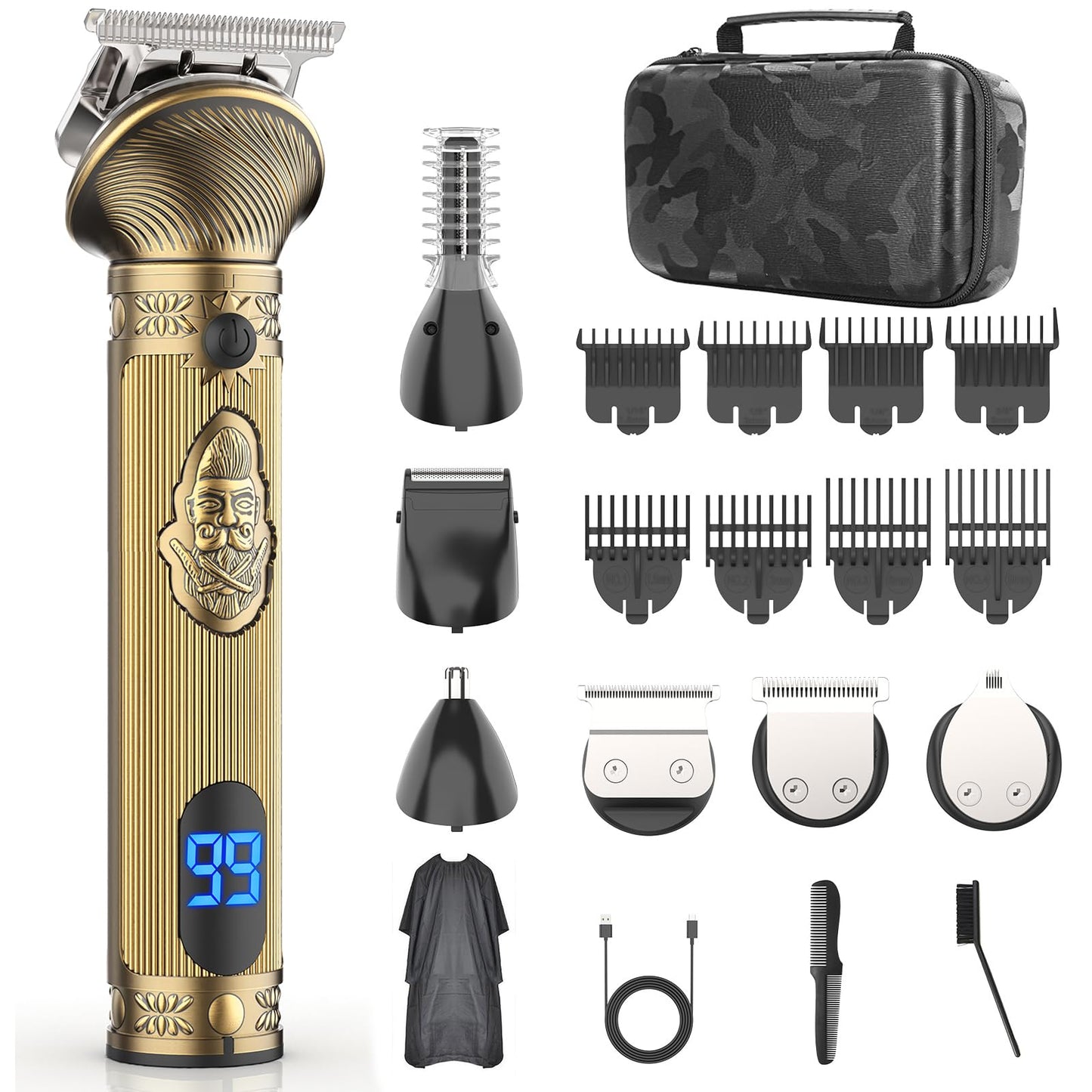 REHOYO Beard Trimmer for Men, Travel Electric Shavers for Men with Case, Cordless Hair Clipper, Mens Grooming Kit for Mustache Body Nose Face - 180 Mins Shaving, Gifts for Him & Father