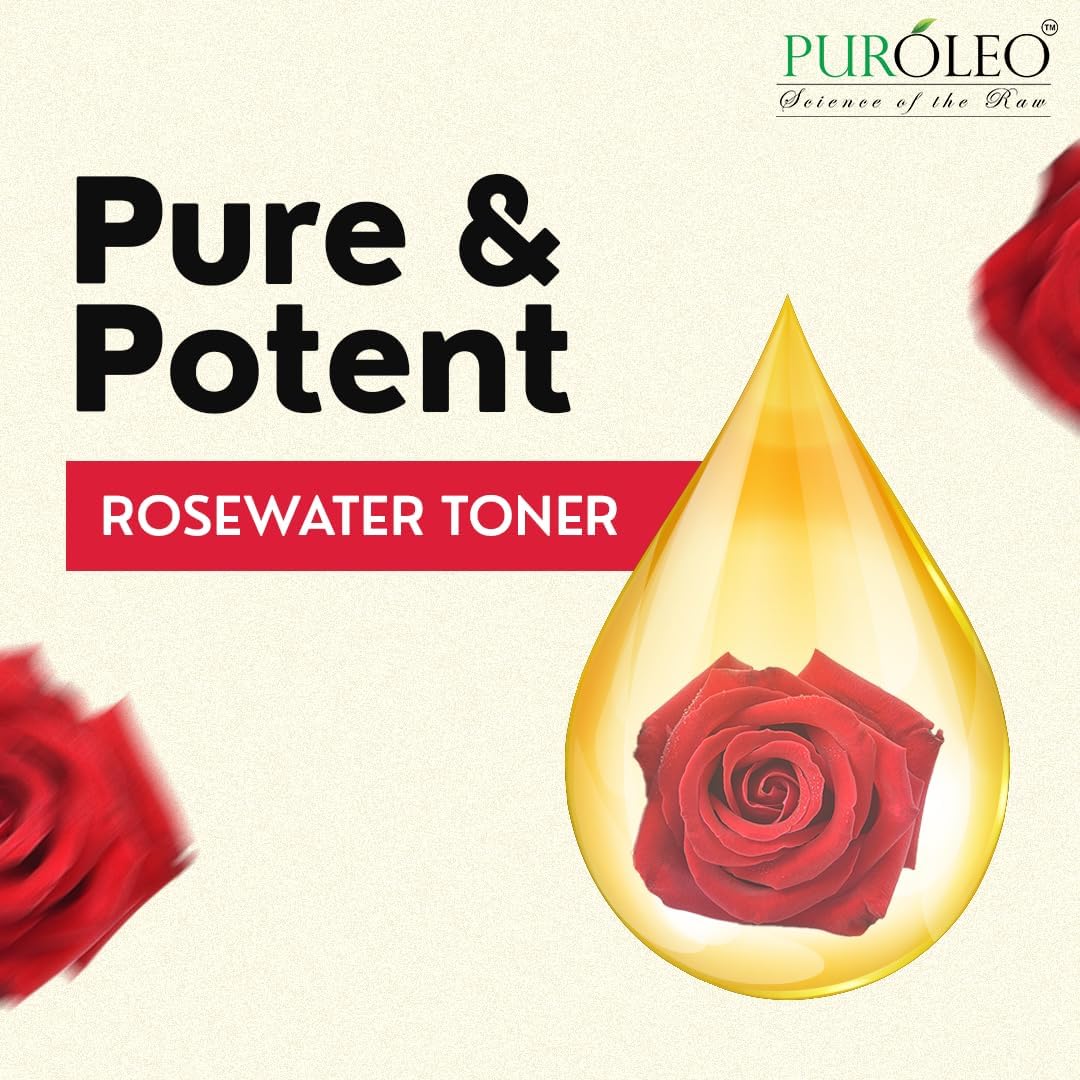 PUROLEO Rose Water 32 Fl Oz | Pure & Natural Skin Care Toner - Hydrating Makeup Setting Spray & Facial Mist