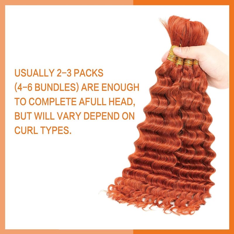 Labamiya Color 350 Boho Hair for Braiding Ginger Orange Braiding Human Hair for Boho Braids Human Ginger 22 Inch Braiding Hair Extensions No Weft 100G Total