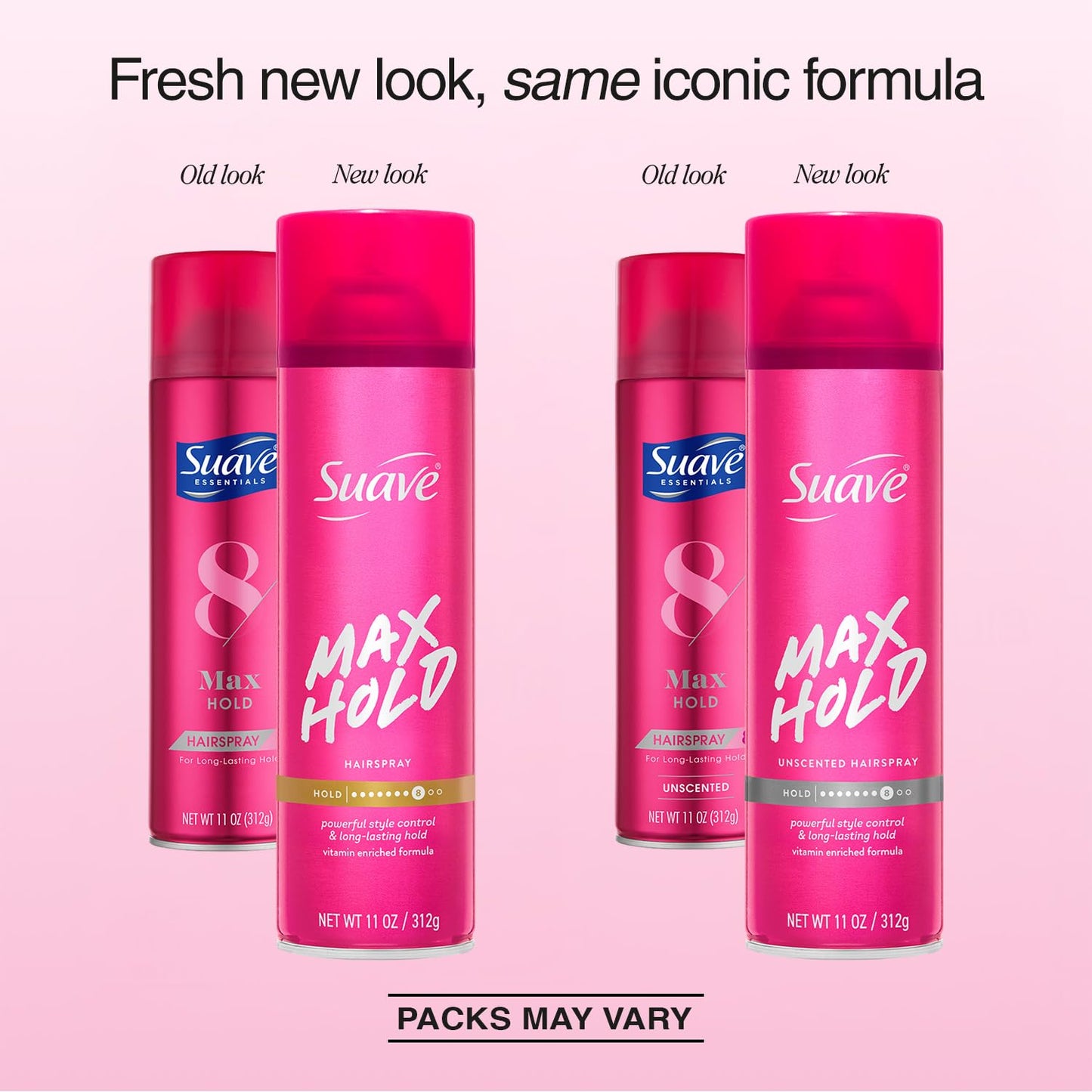Suave Hairspray Max Hold - 2-Pack Unscented & Scented Aerosol, 11 Oz Each