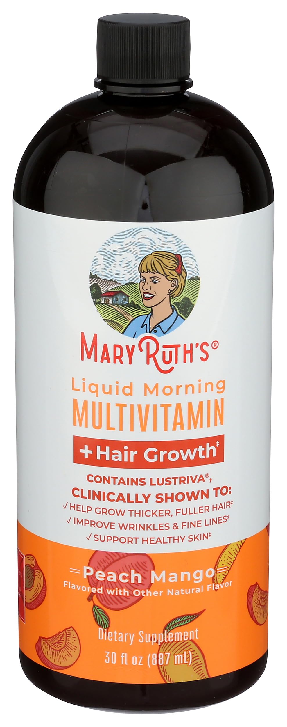 MARYRUTH'S Liquid Multivitamin + Hair Growth | Clinically Tested in Women for Thicker Hair & Facial Wrinkles | Biotin 10000mcg | Lustriva Hair Growth Supplements | Skin Care | Ages 18+ | 30 Fl Oz