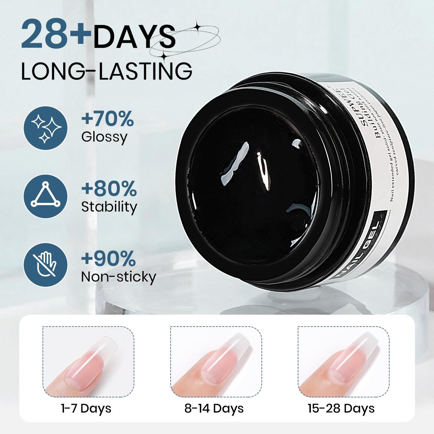 SUPWEE Clear 3d Nail Gel Sculpting Gel, Non Stick Hand Moding Gels for Nails with 3D Silicone Nail Art Molds Solid Builder Sculpture Hard Gels for Extend Home DIY Manicure