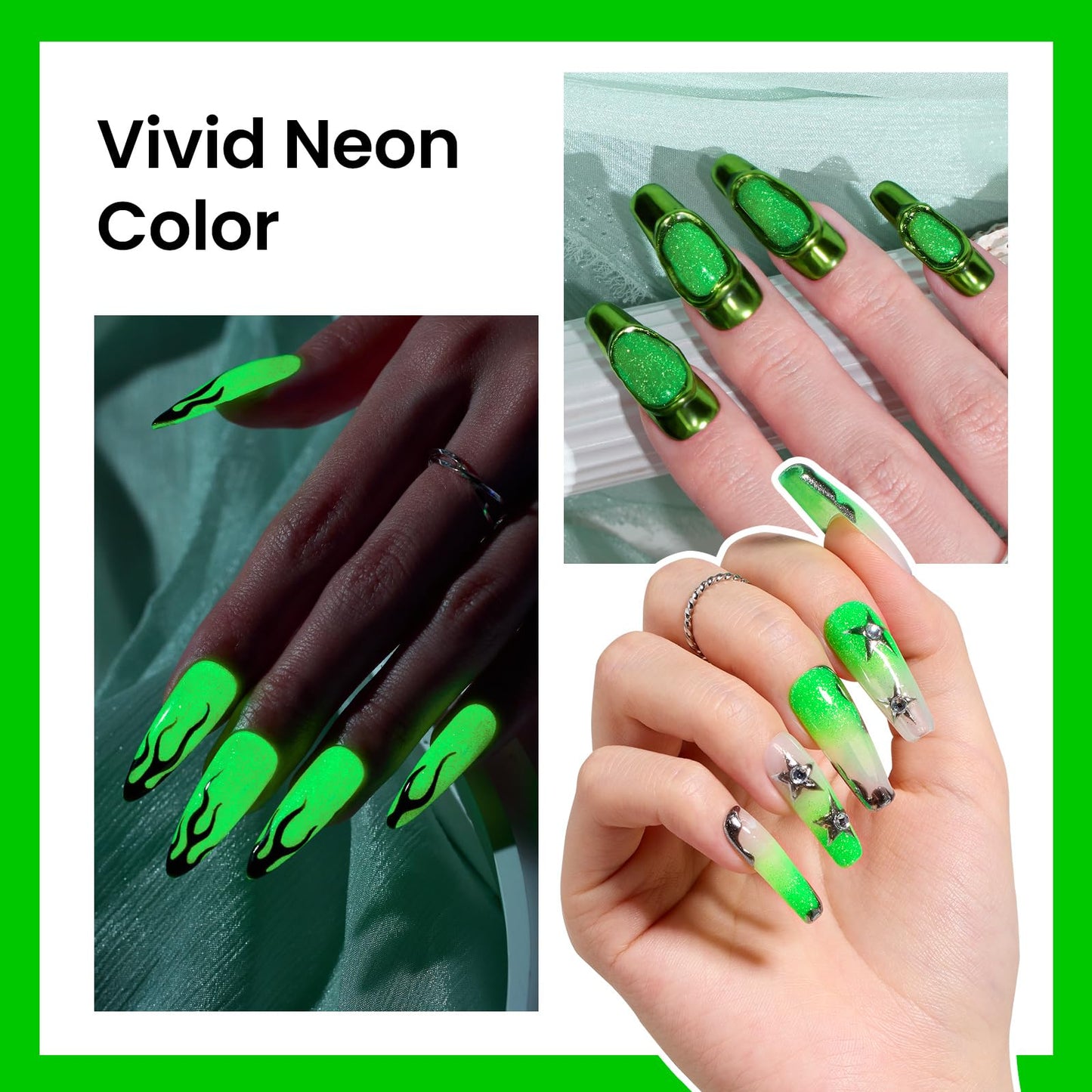 Beetles Gel Nail Polish, Luminous Green Glow in the Dark Gel Nail Polish Soak off Uv Led Nail Lamp Nail Art Manicure Salon DIY Home 0.5Oz