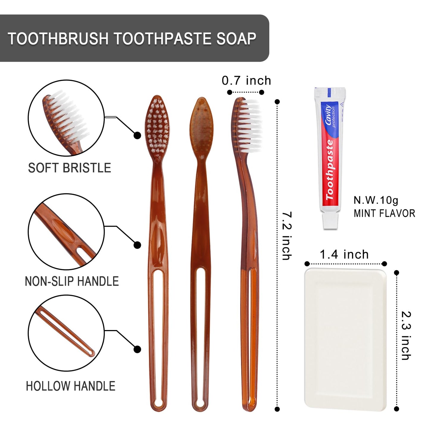 Gisdo 50 Pack Basic Toiletry Kits Disposable Toothbrushes with Toothpaste and Soap Individually Wrapped, Travel Personal Hygiene Kit for Hotel Amenities, Airbnb Hosts, Homeless, Travel & Camping