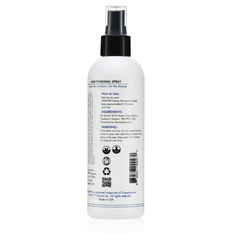 FRAGFRE Hair Finishing Spray Firm Hold 8 oz - Hair Spray for Sensitive Skin - Fragrance Free Hypoallergenic Parabens Free - Holds and Protects Your Styles without Irritations -Vegan No Gluten (1 Pack)