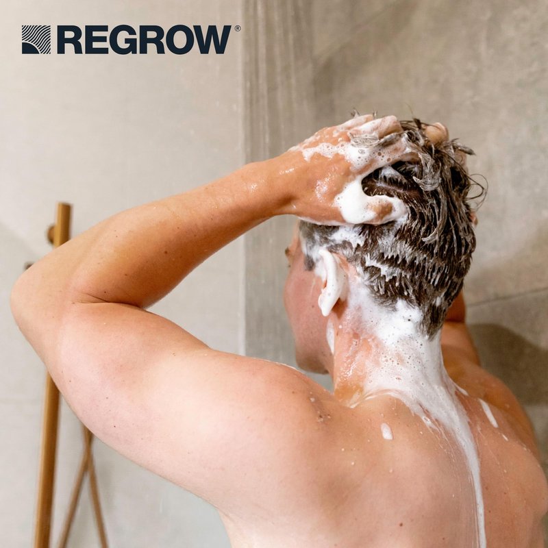 REGROW Mens Shampoo for Thicker, Stronger Hair, Cleanses the Scalp and Helps Reduce Hair Loss and Thinning with Caffeine, Biotin and Niacinamide, Sulfates and Paraben Free 10.14 Fl. Oz