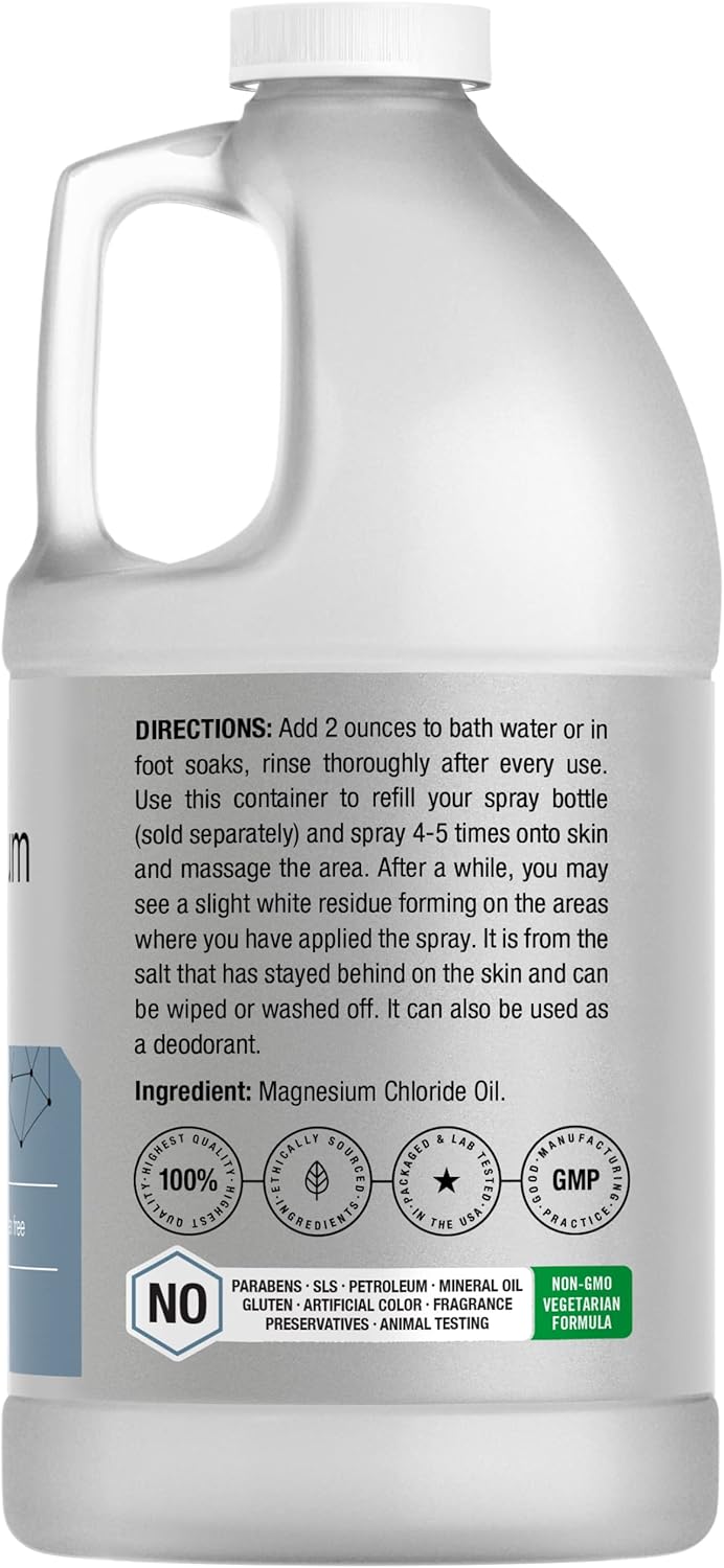 Magnesium Oil - Therapeutic Grade, Vegetarian & Non-GMO | 64 fl. oz Odorless Formula