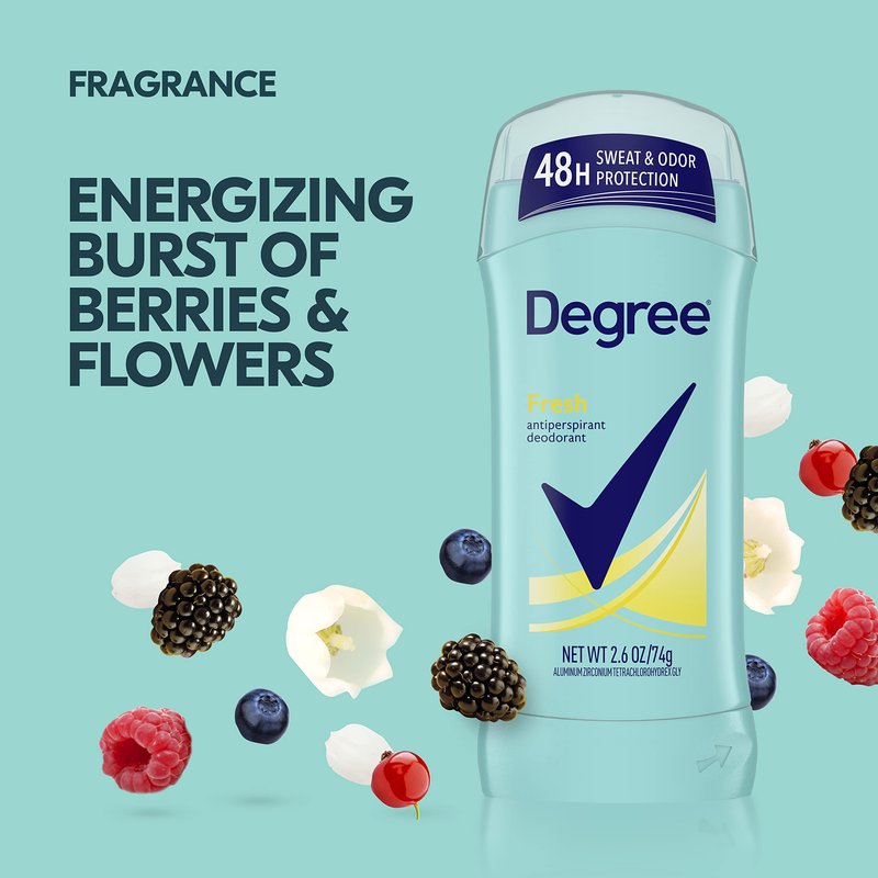 Degree Antiperspirant Deodorant Fresh Energy Pack of 6 48-Hour Sweat and Odor Protection Antiperspirant For Women 2.6 oz