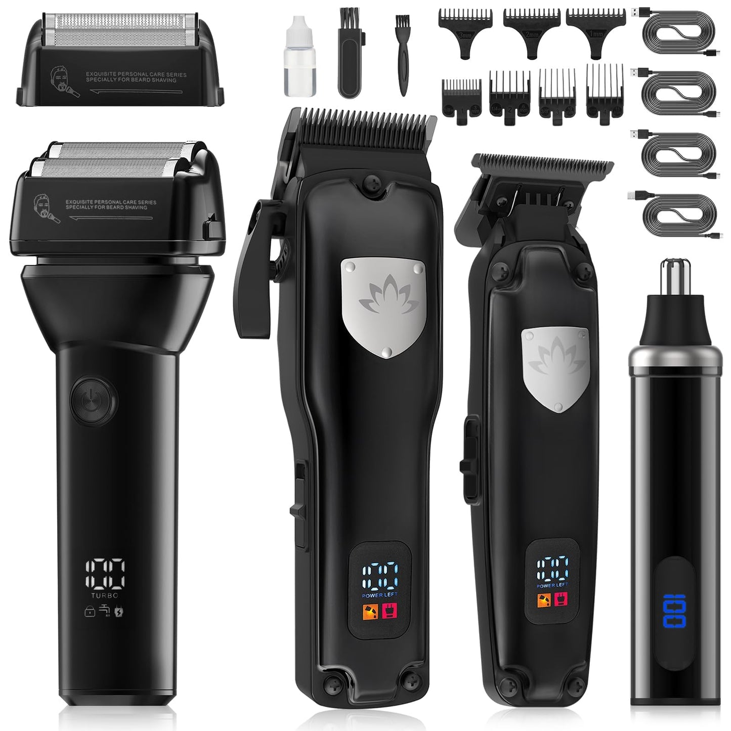 Dumite Professional Hair Clippers for Man,Electric Shavers Razor T-Blade Hair Trimmer, Men’s Grooming Kit Cordless Barber Trimmer Bald Shavers with 4 Guides & 3 Foil Head (Bronze)