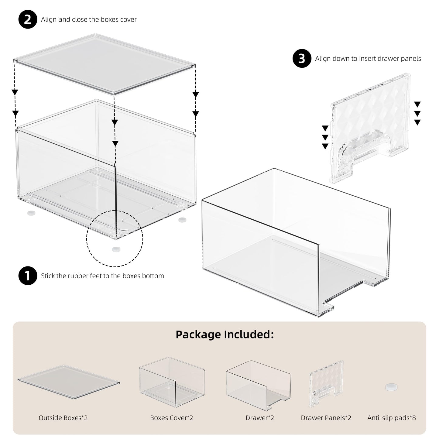 Delamu 6 Pack Stackable Storage Drawers, Makeup Skincare Holder Vanity Storage Organizer, Plastic Drawers For Vanity Desk, Undersink, Kitchen Cabinet, Pantry, Clear, Ideal Gifts for Women