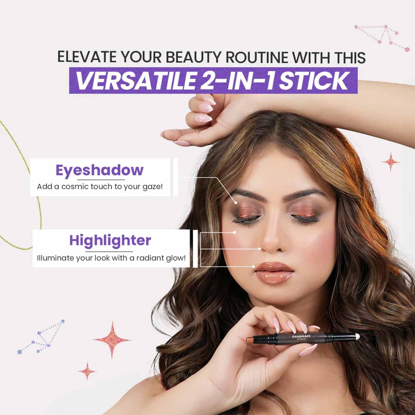 Multichrome 2-in-1 Cream Eyeshadow Stick - Waterproof Eye Brightener & Highlighter, Vegan, Smudge-Proof | High Pigment (#904)