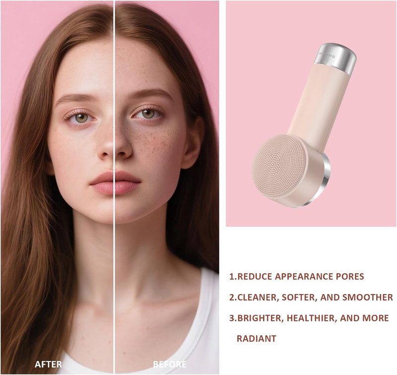 Ultra-Soft Silicone Electric Face Scrubber - Rechargeable 2-in-1 Heating & Exfoliating Brush | Gentle Deep Cleansing Tool