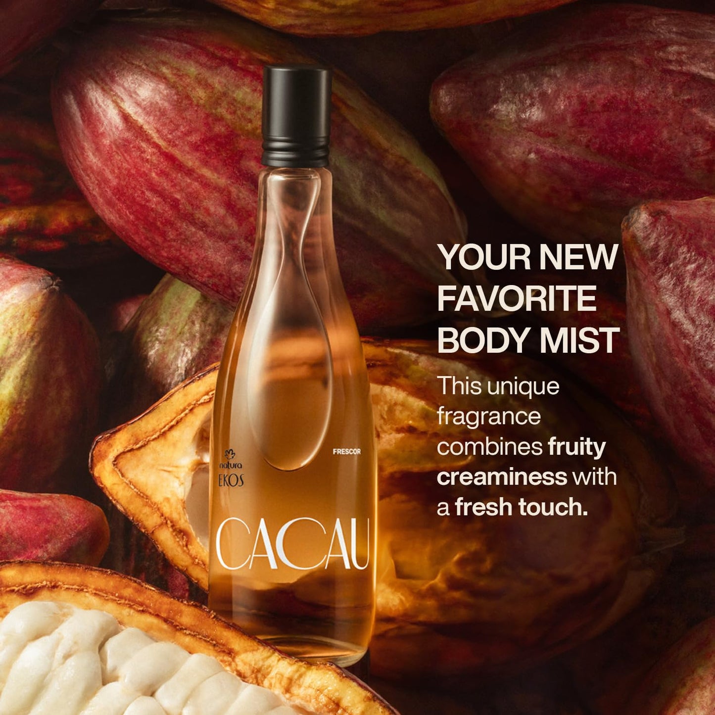 Natura Ekos Cacau Frescor Body Mist | Long-Lasting Women's Perfume with Orange, Gardenia & Vanilla - 150 ml