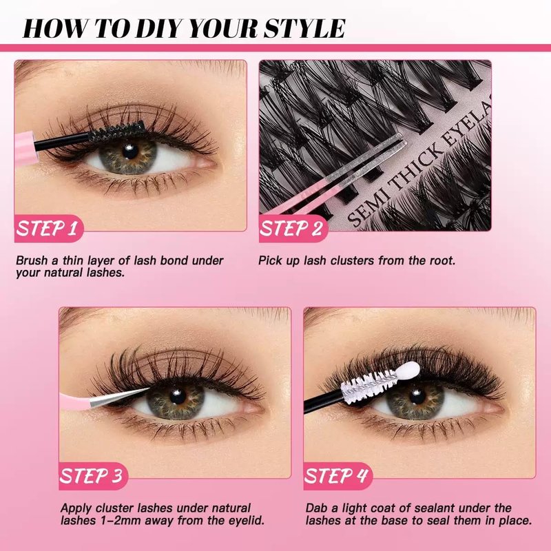 Lash Extension Kit - 800 Pcs 30D-100D Fluffy Volume Individual DIY Eyelashes | Wispy 9-16mm with Glue & Tweezers