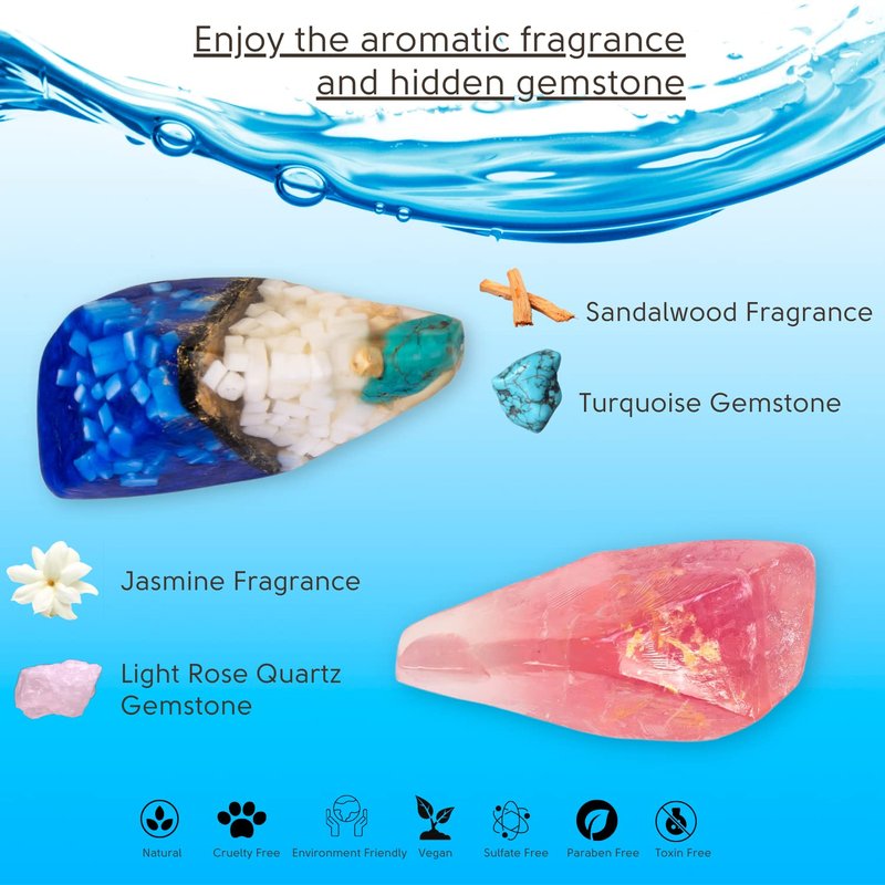 Gemstone Soap with Real Crystals - Earth & Home Decorative Crystal Soap | Moisturizing & Scented Gift for Women