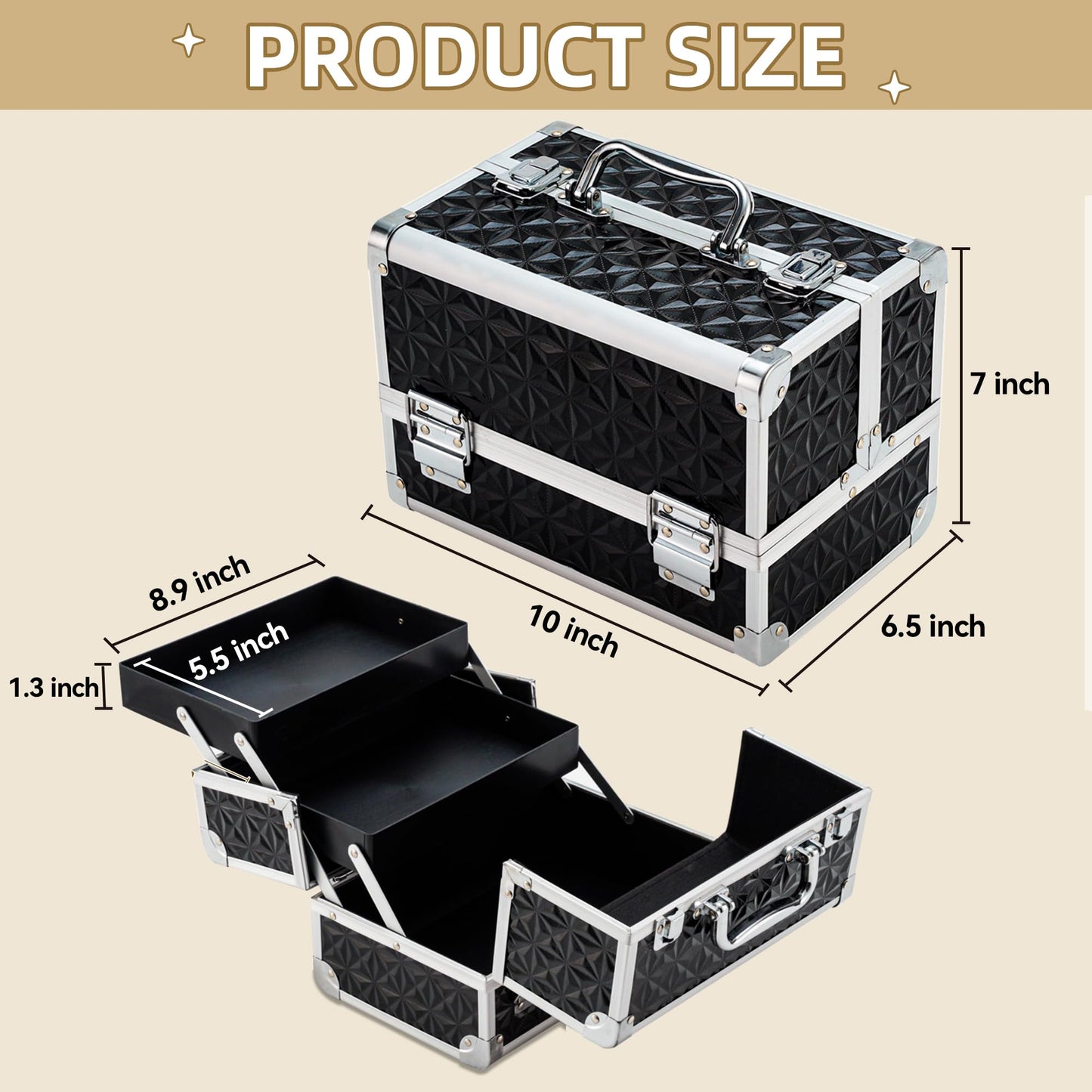 Leeora&Leekoo Makeup Case,Portable Makeup Box Organizer (Black)
