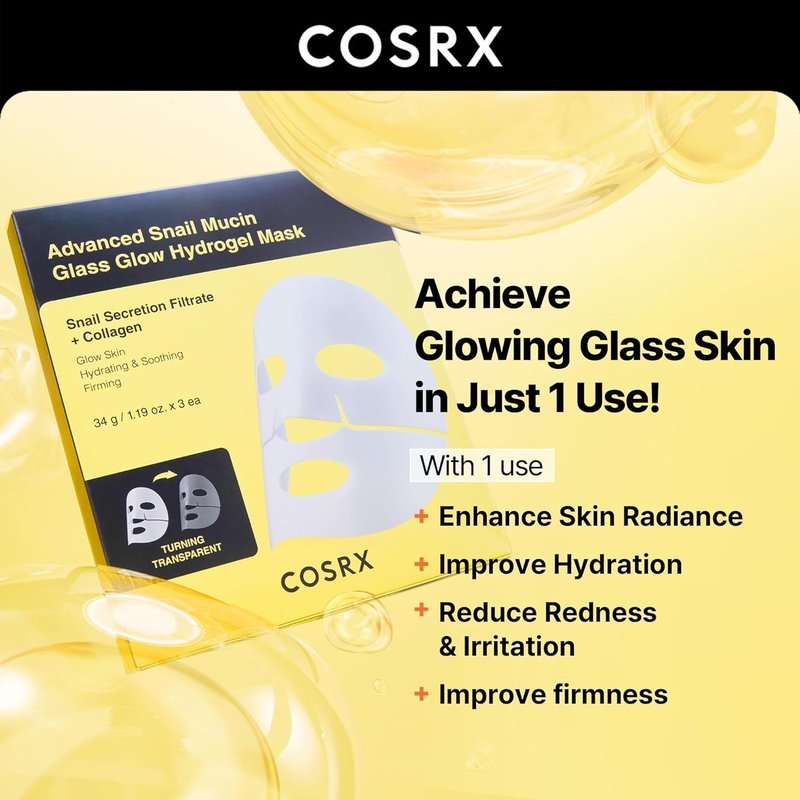 COSRX Snail 92% Cream - Hydrating Snail Mucin Moisturizer & Hydrogel Mask Set | Travel Essentials, Korean Skin Care