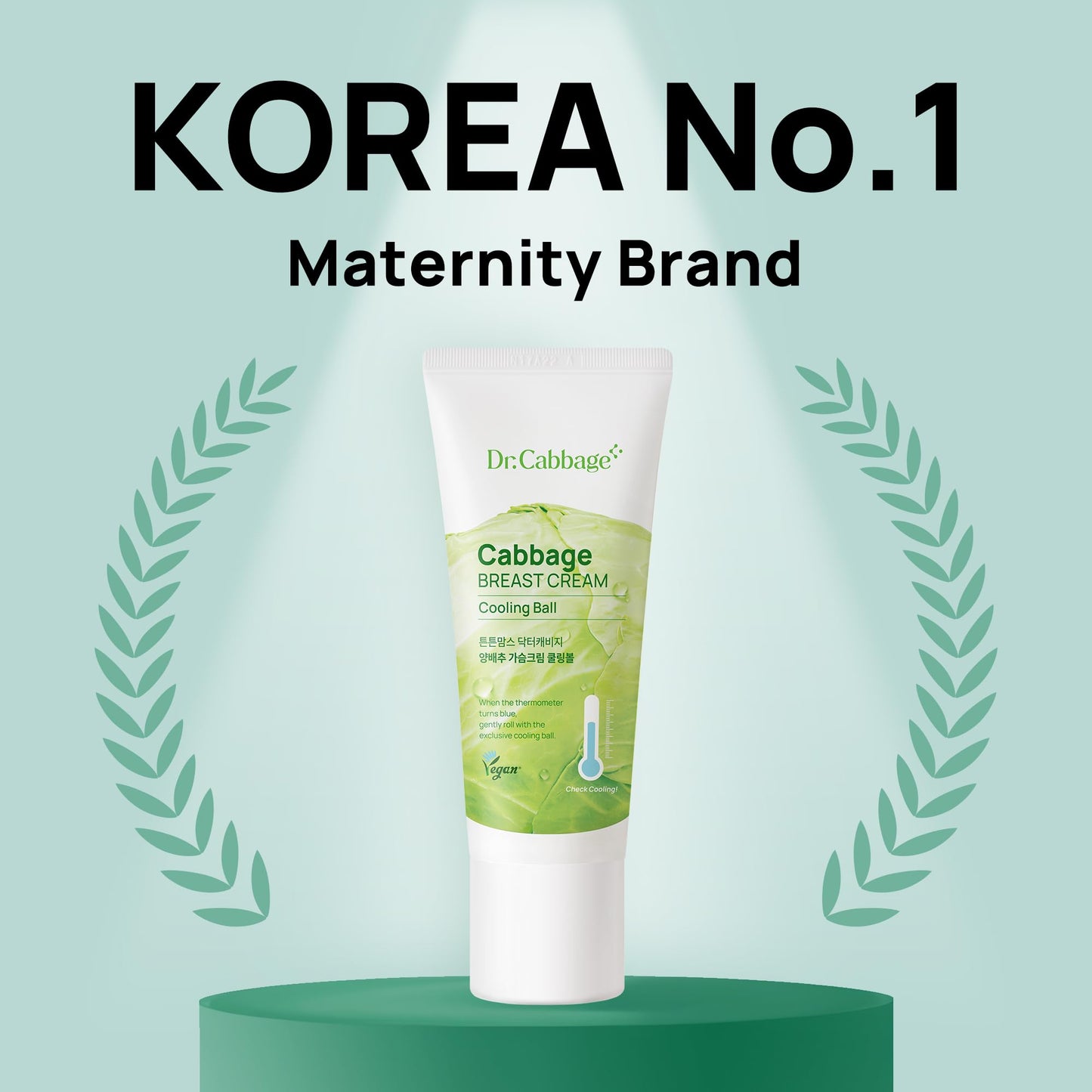 tntnmoms' Dr.Cabbage+ Cabbage Breast Cream 3.38 Oz with Special Cooling Ball applicator | For Engorgement, Mastitis, Stop Lactation | Trusted by Korea Mother, Breastfeeding Essencial