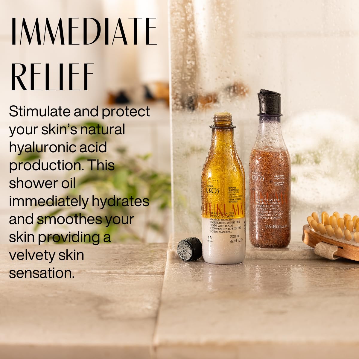 natura – Tukumã Hyaluronic Acid Boosting Biphase Shower Oil Refill - Replenishing in-Shower or Bath Body Oil - Anti-Signs of Aging - Skin Moisturizer - Brazilian Beauty Secrets - 6.7 fl oz (200ml)