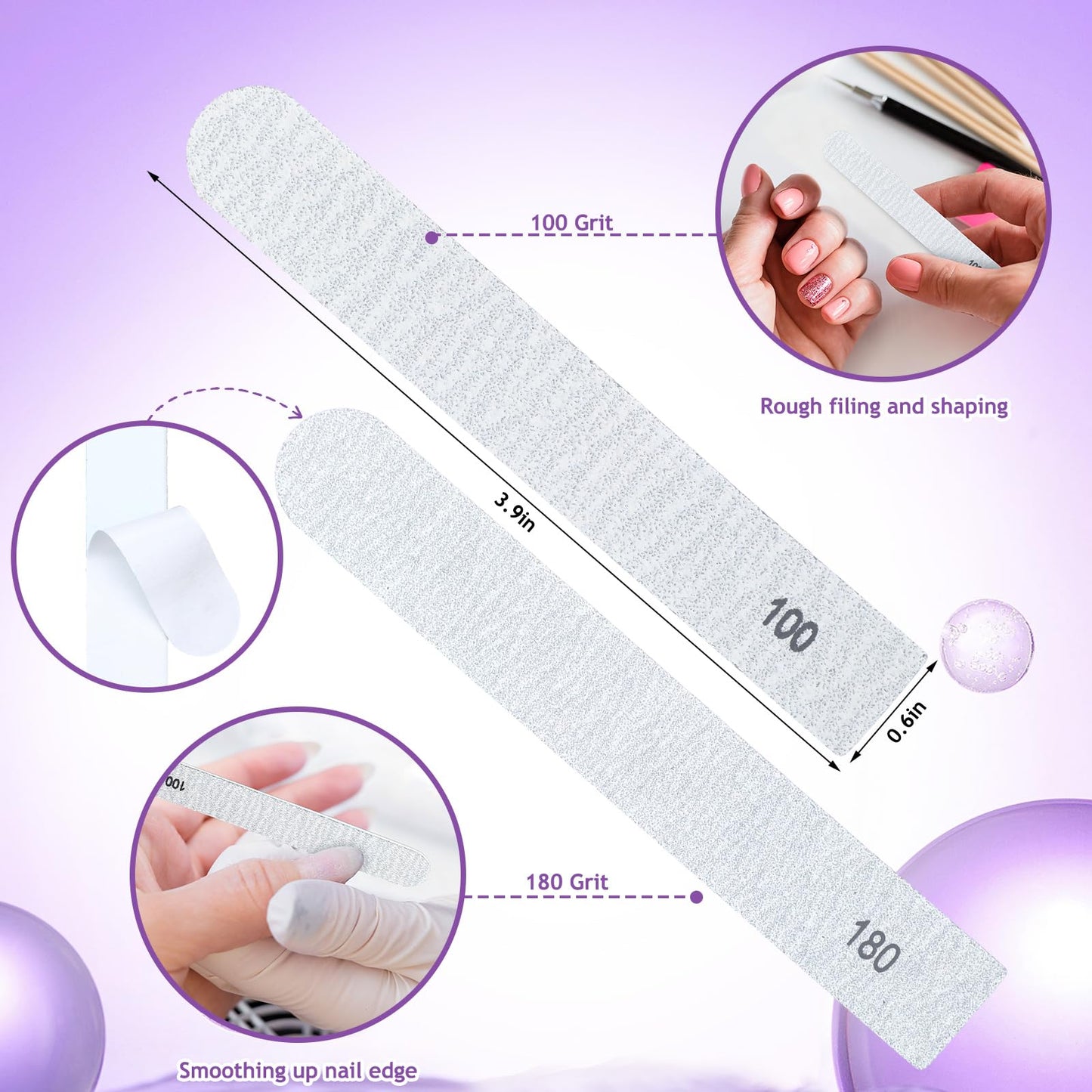Lanties 200 Pcs Nail File 100/180 Grits Disposable Refill Collection Replaceable File System Zebra Emery Boards Manicure Toenails Finger Small Peel Stick Nail Filer Refill 3.9'' L x 0.6'' W