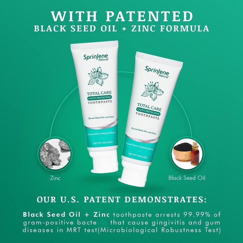 Natural Total Care Toothpaste - Fluoride Formula for Cavity Protection & Gum Health | 4-Pack with Black Seed Oil & Zinc