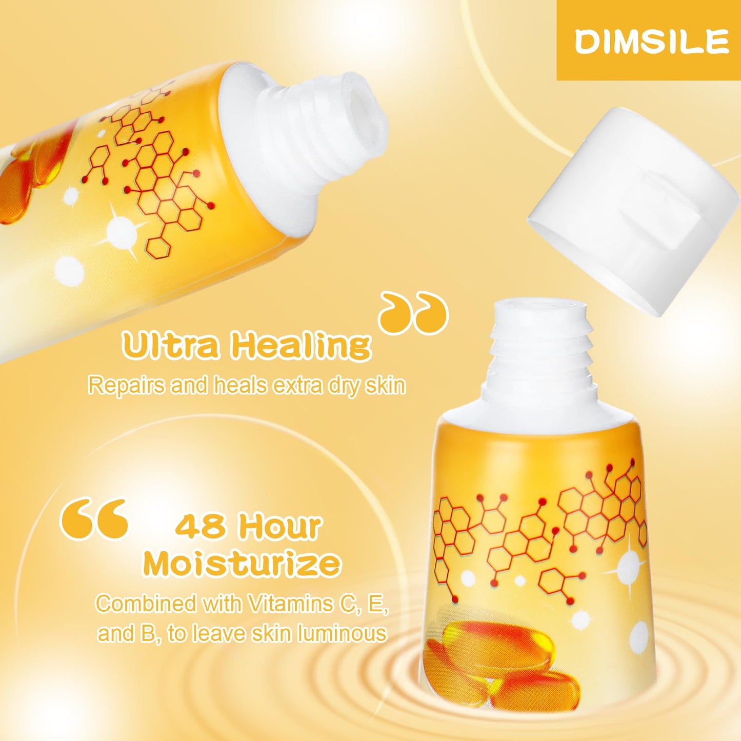 Dimsile 50 Pack Travel Size Body Lotion 1 oz Dry Skin Moisturizer with Flip Cap for Extra Dry Skin, for Inns and Hotels, Airlines, Offices, Gyms and More(Natural Style)