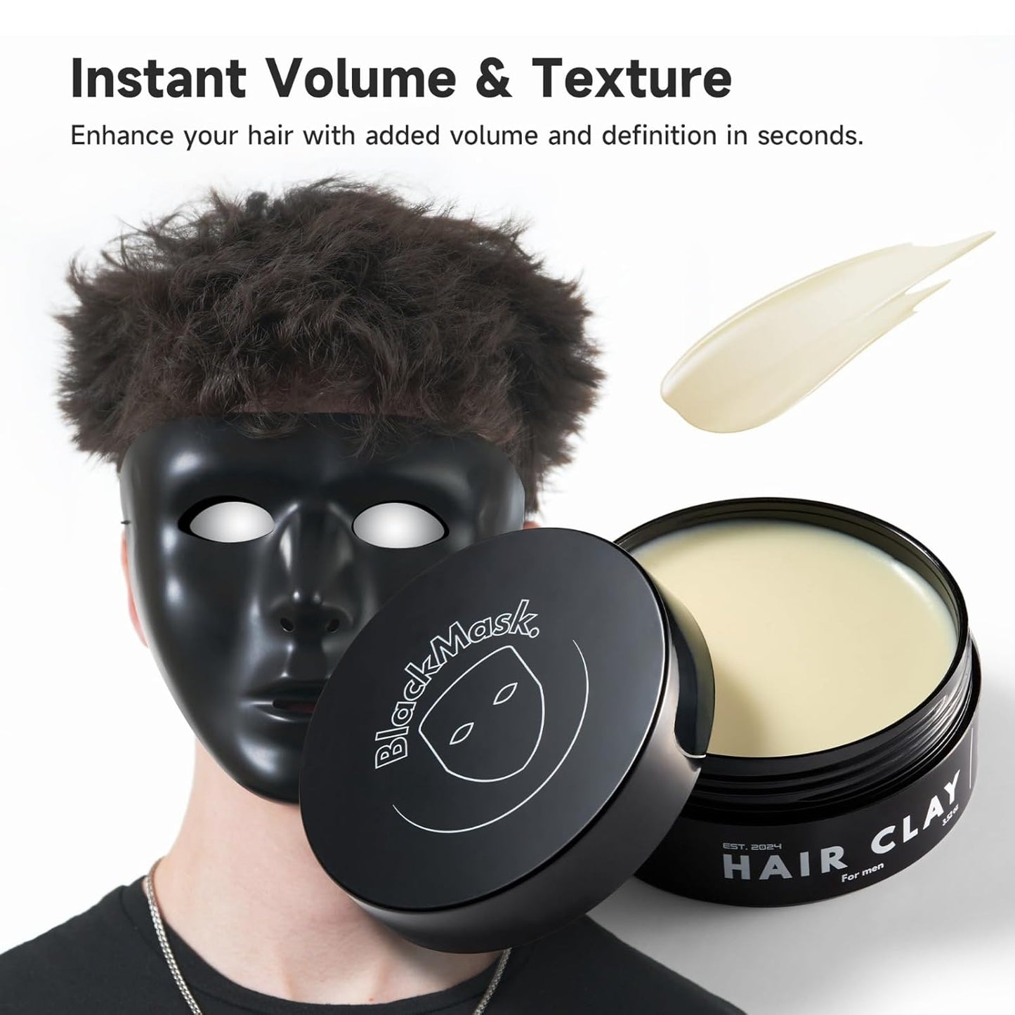 Hair Clay for Men - Matte Finish with Strong Hold | Adds Texture & Volume (3.52 oz)