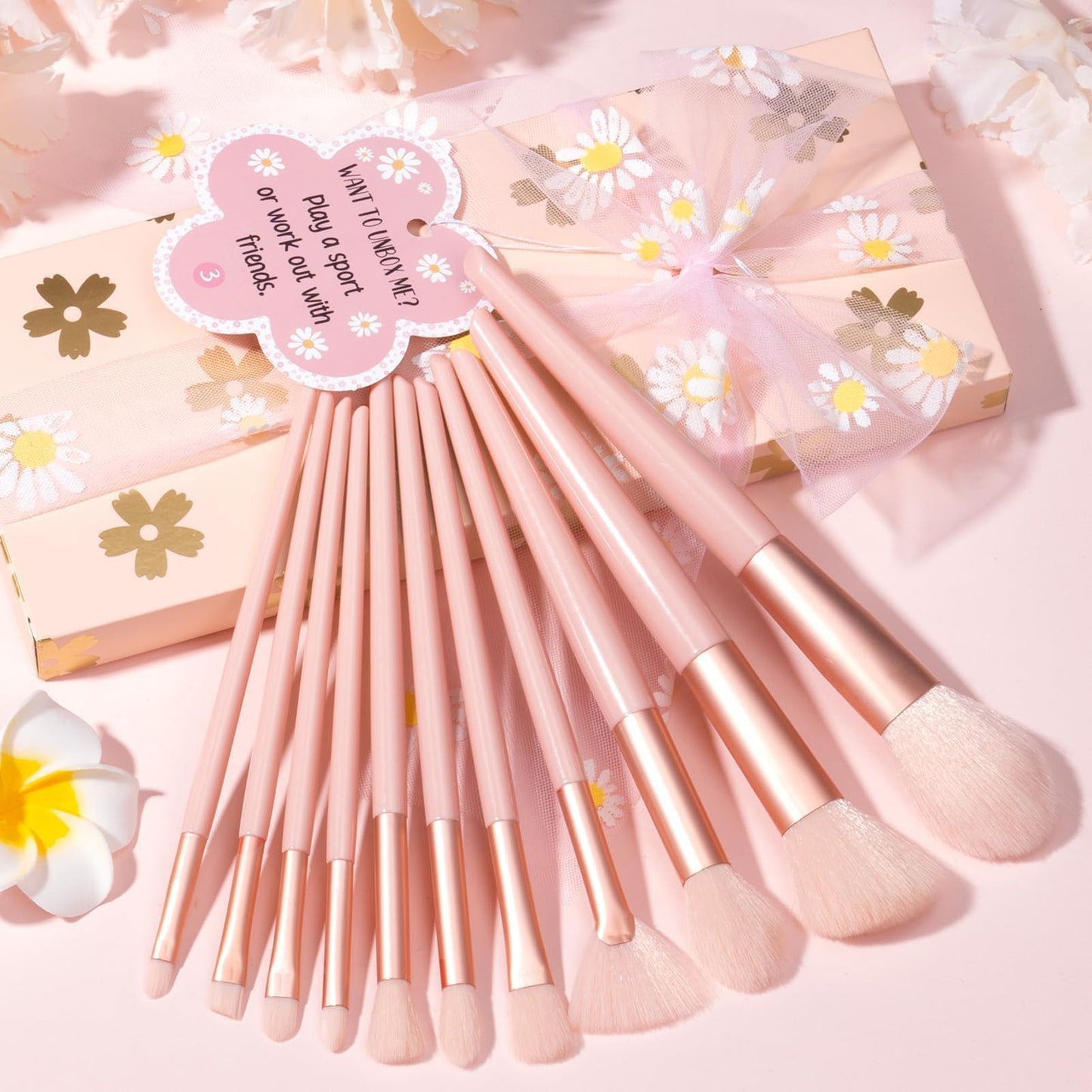 Easter Basket Gifts for Tween & Teen Girls, 8 PCS Birthday Gift Teenage Girl Gifts Trendy Stuff w/Fun Task Tag Makeup Brushes & Bag, Empower Positive Wrapped Gift Prefilled Stuffers for Daughter Niece