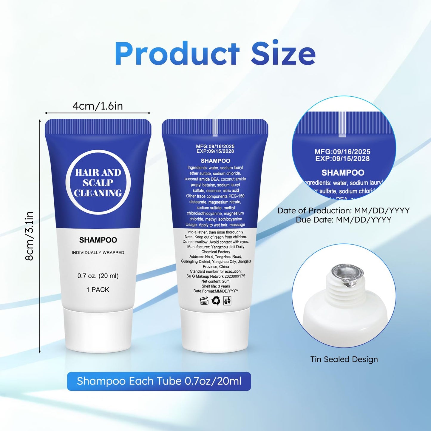 RSQAZQ Travel Size Shampoo, Mini Shampoo Gel Set, Individually Wrapped Bulk, Trial Sample Small Single Use Toiletries Amenities Kit for Men & Women for Hotel/Camping/Homeless 0.7 Fl Oz (Pack of 100)