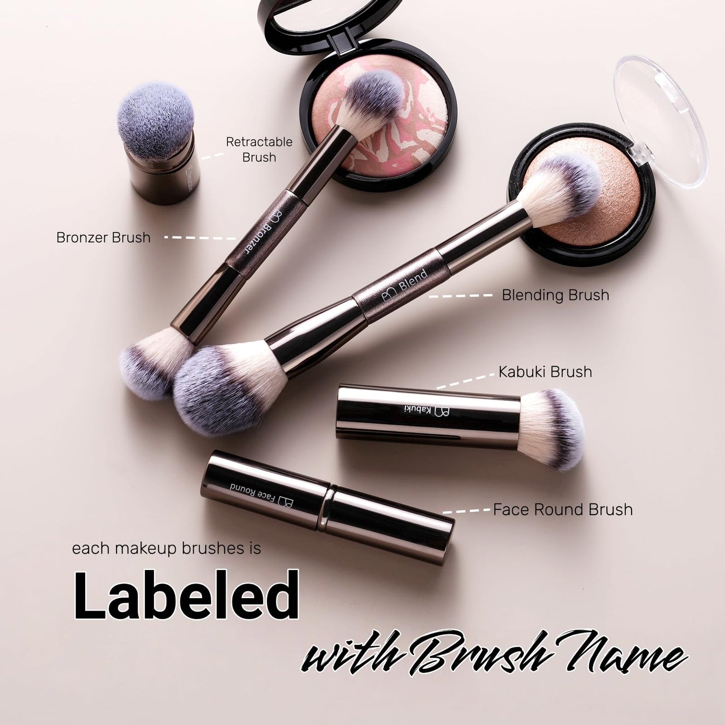 Professional Makeup Brush Set BS-MALL with Travel Case, 20PCS Synthetic Makeup Brushes for Foundation, Conce aler, Blush, Powder & Eyeshadow, Labeled Face Eye Brushes for Beginners, Makeup Artists