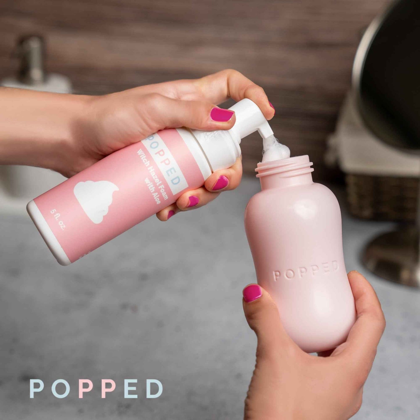 Popped Peri Bottle and Witch Hazel Foam with Aloe Postpartum Essentials Bundle