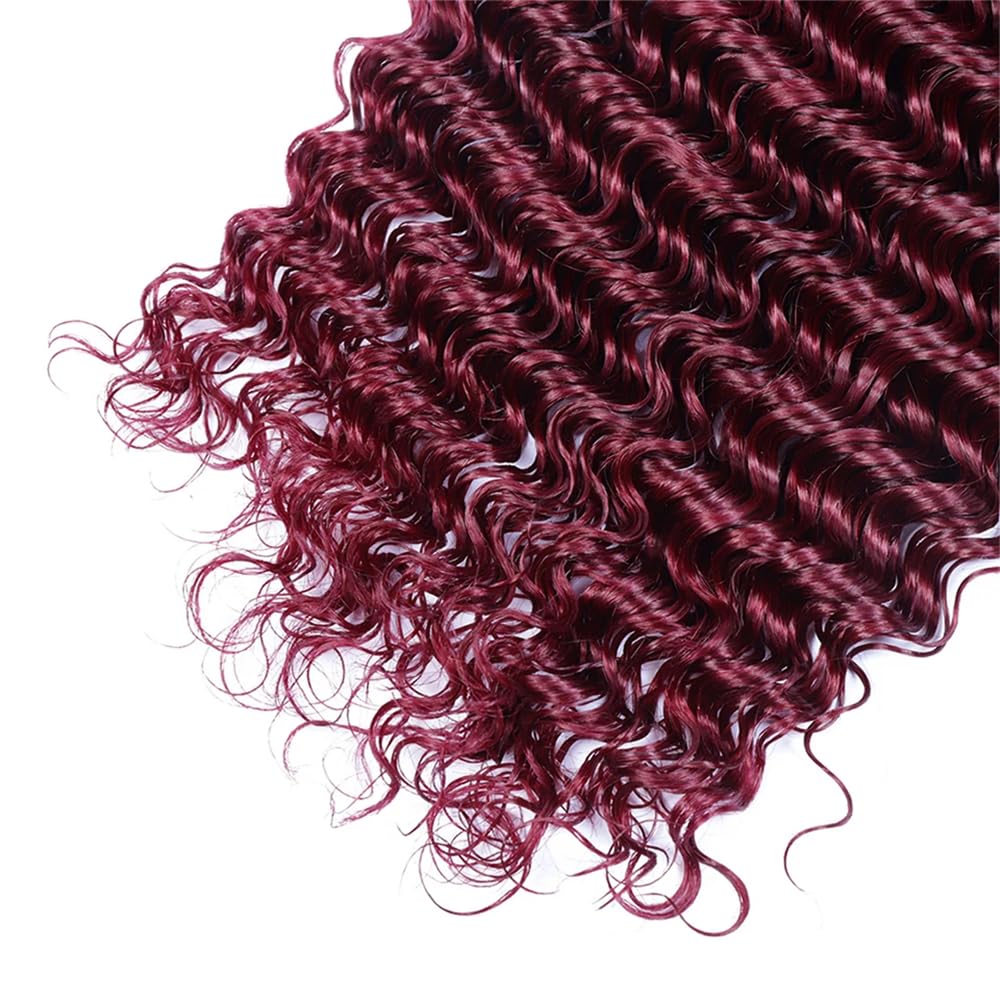 24 26 28 inch 1b99j Burgundy Bundles Human Hair Burgundy Deep Wave Bundles Double Weft Human Hair Bundles Two Tone Black To Wine Red Deep Wave Unprocessed Brazilian Hair Extensions