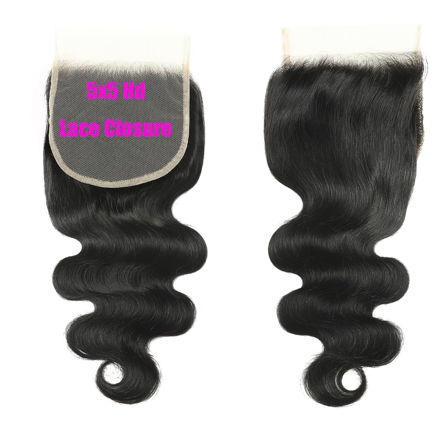 18Inch Body Wave Hair Closure Invisible Lace 5x5 Hd Lace Closure Human Hair 150% Density Real Transparent Lace Closure Virgin Remy Human Hair Frontal Closure Pre Plucked Natural Black