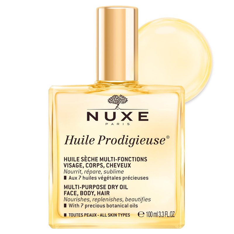 NUXE Huile Prodigieuse Multi-Purpose Dry Oil - Radiant Glow and Lightweight Hydration for Face, Body & Hair. Nourishes, Repairs and Enhances