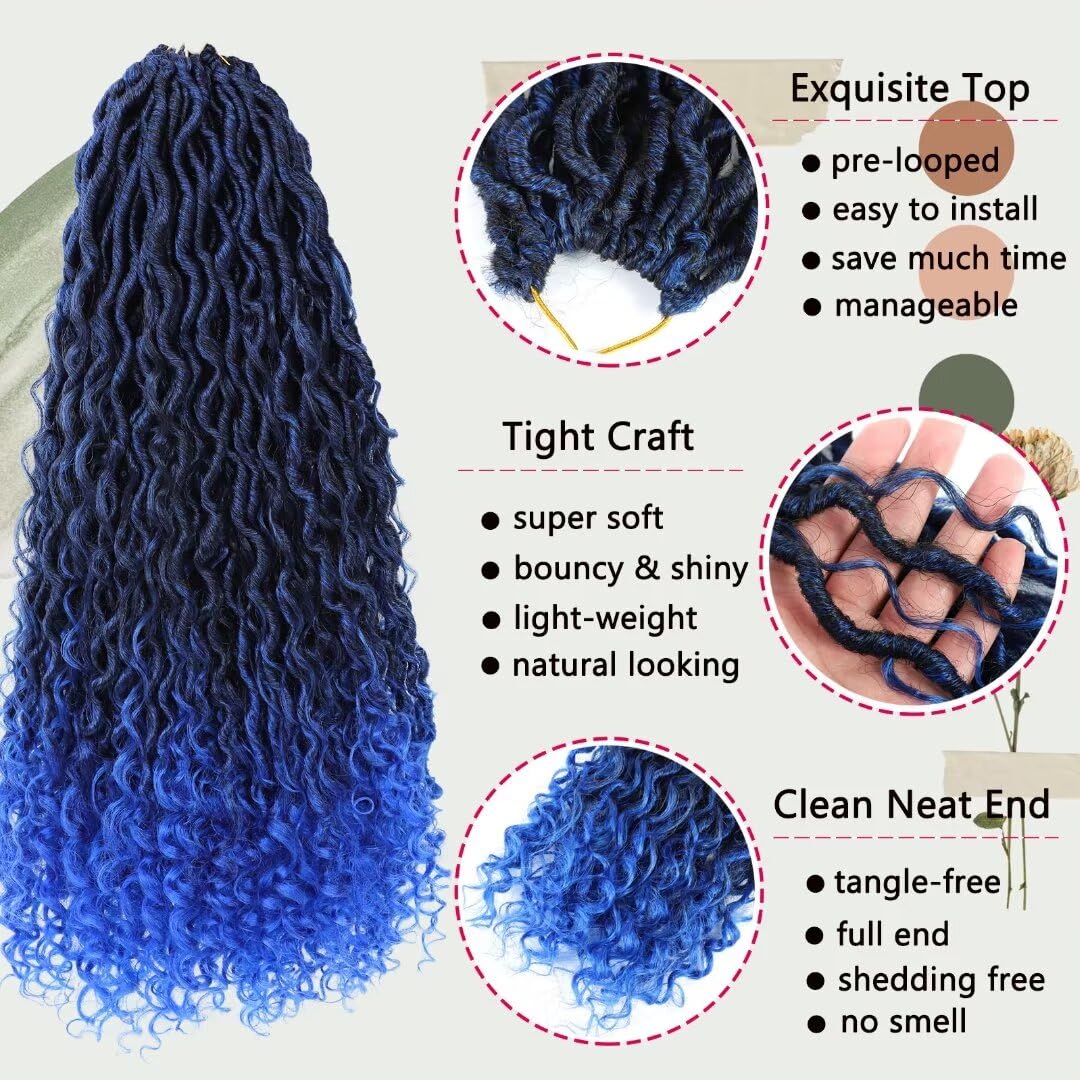 Goddess River Locs Crochet Hair for Black Women - 8 Packs Boho River Locs Crochet Hair, Ombre Boho Soft Locs 30 inch, Long Crochet Goddess Faux with Curly Ends(30inch, 27/613#,8 Packs)