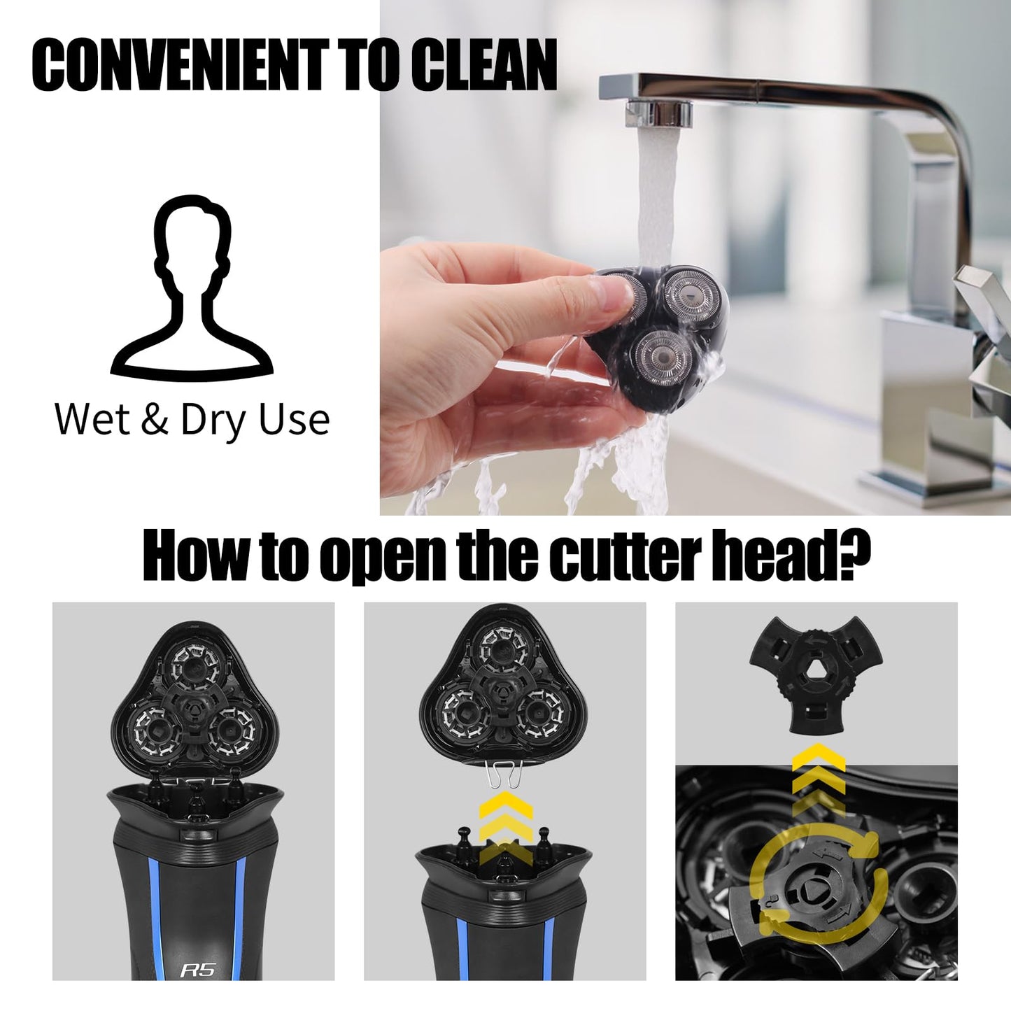 Universal Rotary Replacement Shaver Head for Remington Shaver,Black