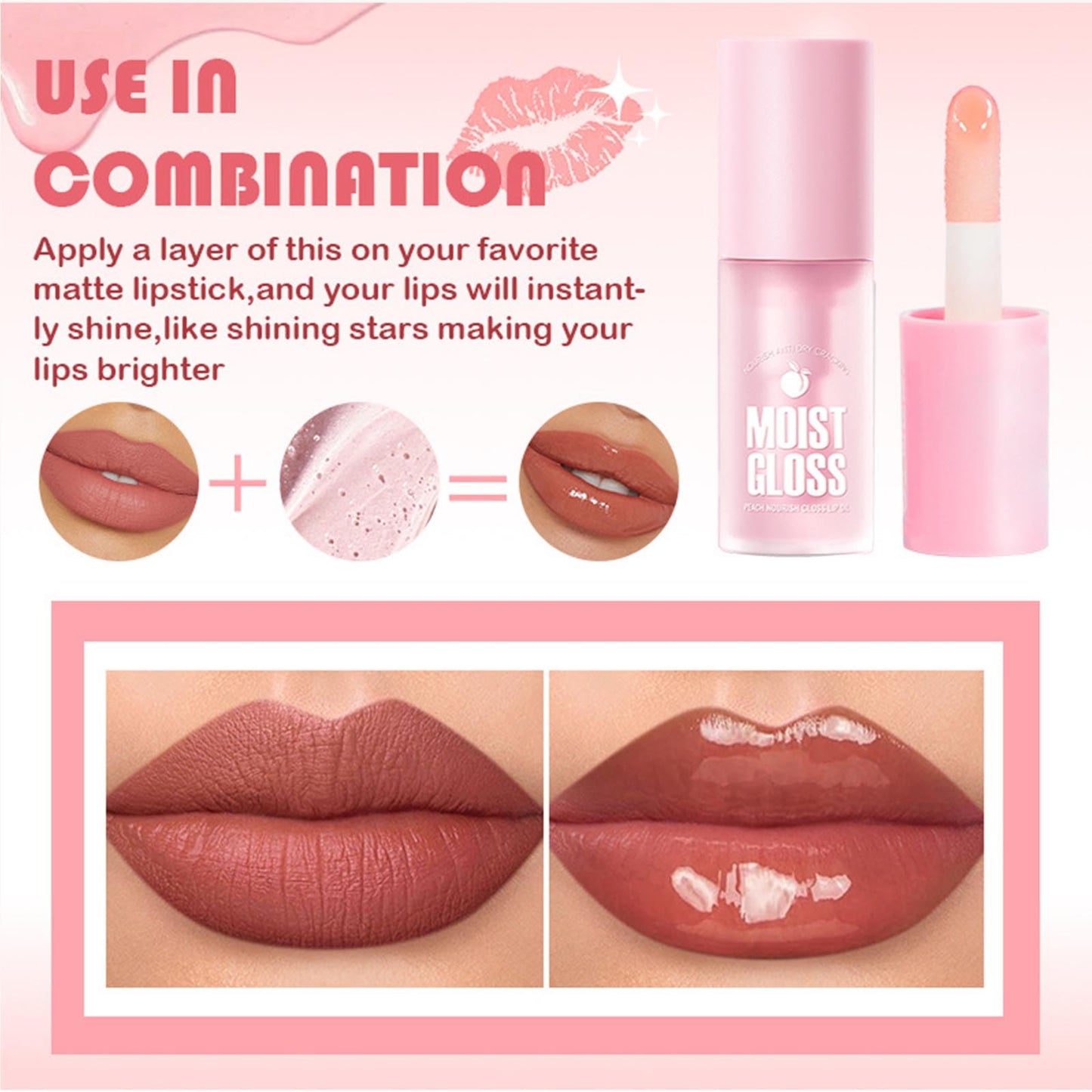 4Pcs Hydrating Lip Oil Set,Clear Lip Gloss,Long Lasting Nourishing Revitalizing for Dry Lips,Waterproof,Lip Gloss Base Flavoring Oil for Women Girls(Avocado+Grape+Peach+Honey)