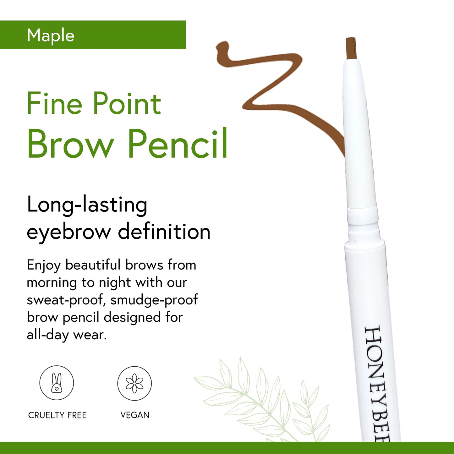 Honeybee Gardens Fine Point Maple Brow Pencil with Spoolie, Vegan