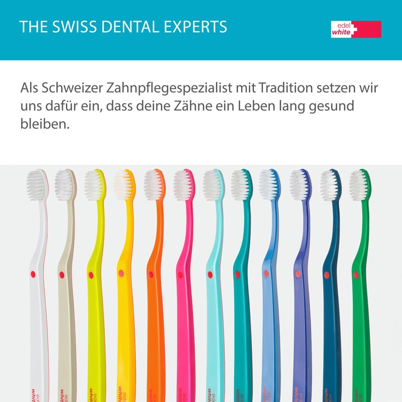edel+white Ultra-Soft Swiss-Made Toothbrush for Adults – Extra Soft for Sensitive Gums – Super Soft Bristle Design