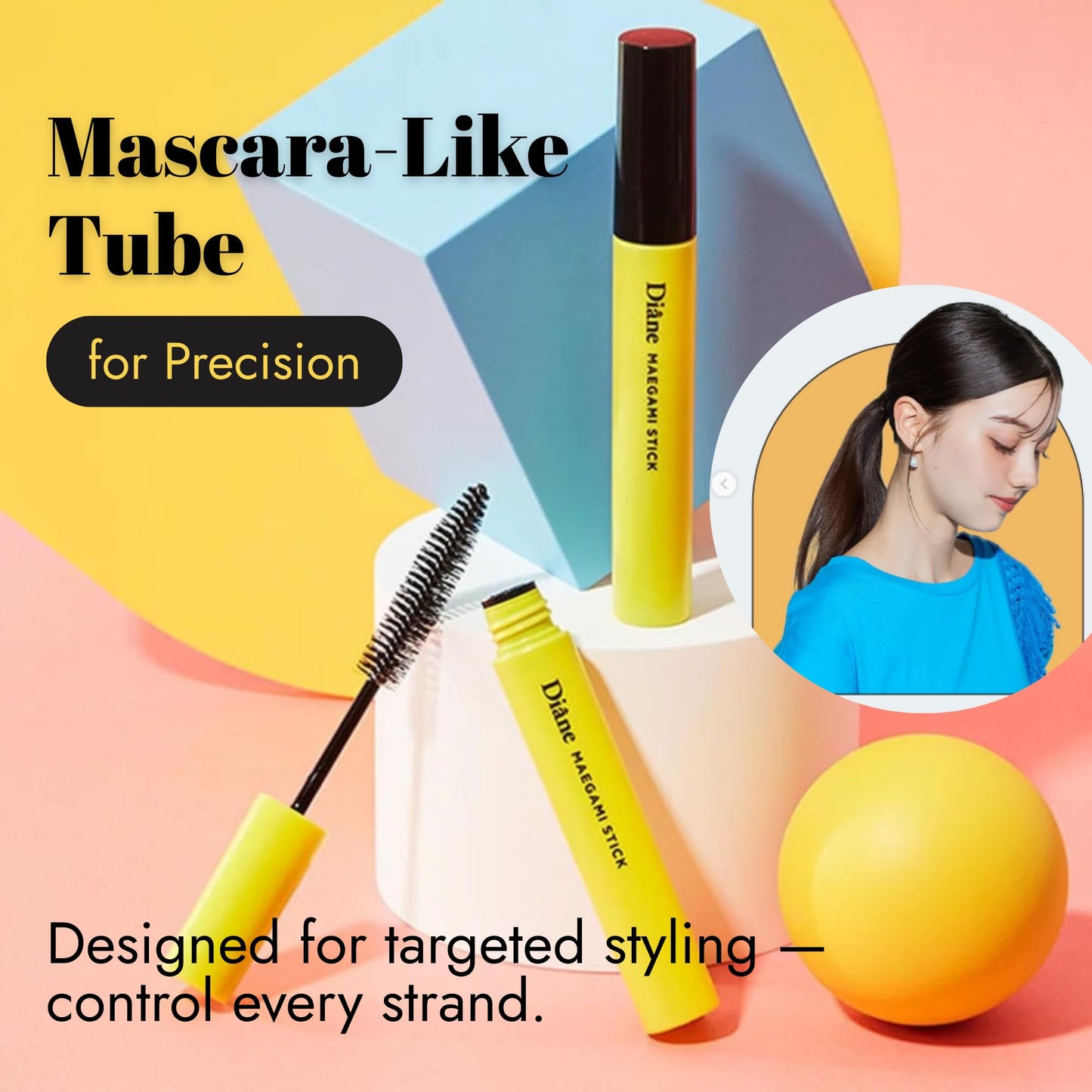 Moist Diane Hair Wax Stick for Women, Fly Away Stick for Hair, Hair Mascara, Hair Stick for Flyaways for Quick Fix with Anti-Frizz Serum, HAIR Finishing STICK & Flyaway HAIR Tamer Made in Japan | HARD