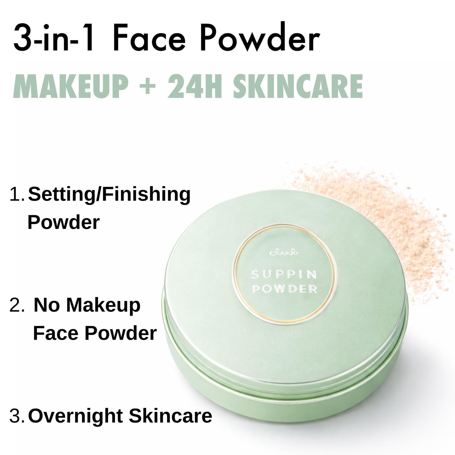 Club Suppin Translucent Pressed Powder, Loose Setting Powder, Finishing Face Powder with Shea Butter, Amino Acids & Aloe Extract, Long Lasting, Hydrating, Overnight Japanese Makeup, Floral Bouquet