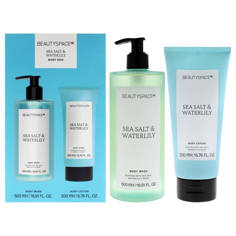 Beauty SpaceNK Sea Salt & Waterlily Body Wash & Lotion Duo – Hydrating & Nourishing Formula – Suitable for All Skin Types – Vegan & Cruelty-Free – Refreshes & Moisturizes – 2 Pc, 16.91oz & 6.76oz