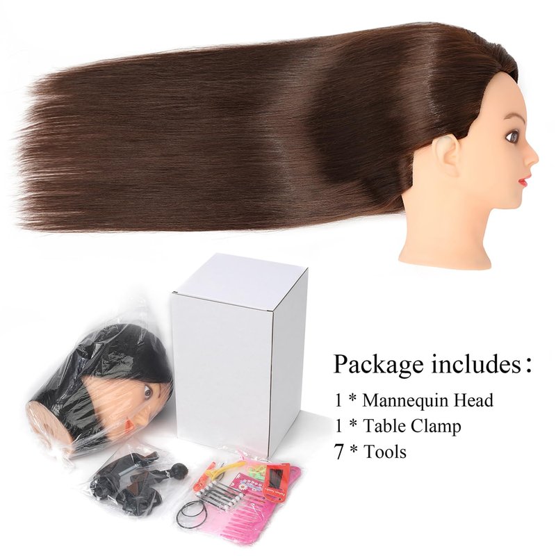 SOPHIRE 26"-28" Long Hair Mannequin Head with 80% Real Human Hair, Hairdresser Practice Training Head Cosmetology Manikin Doll Head with 9 Tools and Clamp - Golden, Makeup On