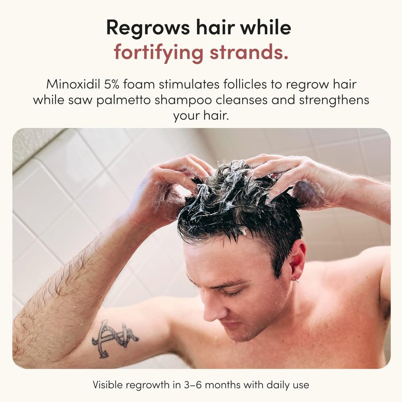 Hims Thick Fix Shampoo & 5% Minoxidil Foam Set - Hair Thickening & Strengthening | Paraben-Free, Eucalyptus Grove Scent