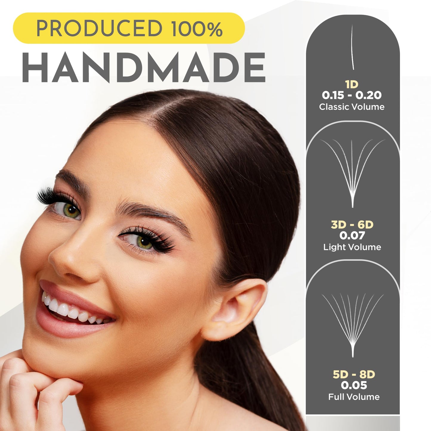 Heidari Handcraft Promade Eyelashes Extension Ideal for Professional Lash Salon, Collection 3D-20D, C CC D DD Curl, Thickness 0.03~0.1mm, Length 8-20mm, Long Lasting,Easy Application 10D-0.03 D 10 mm