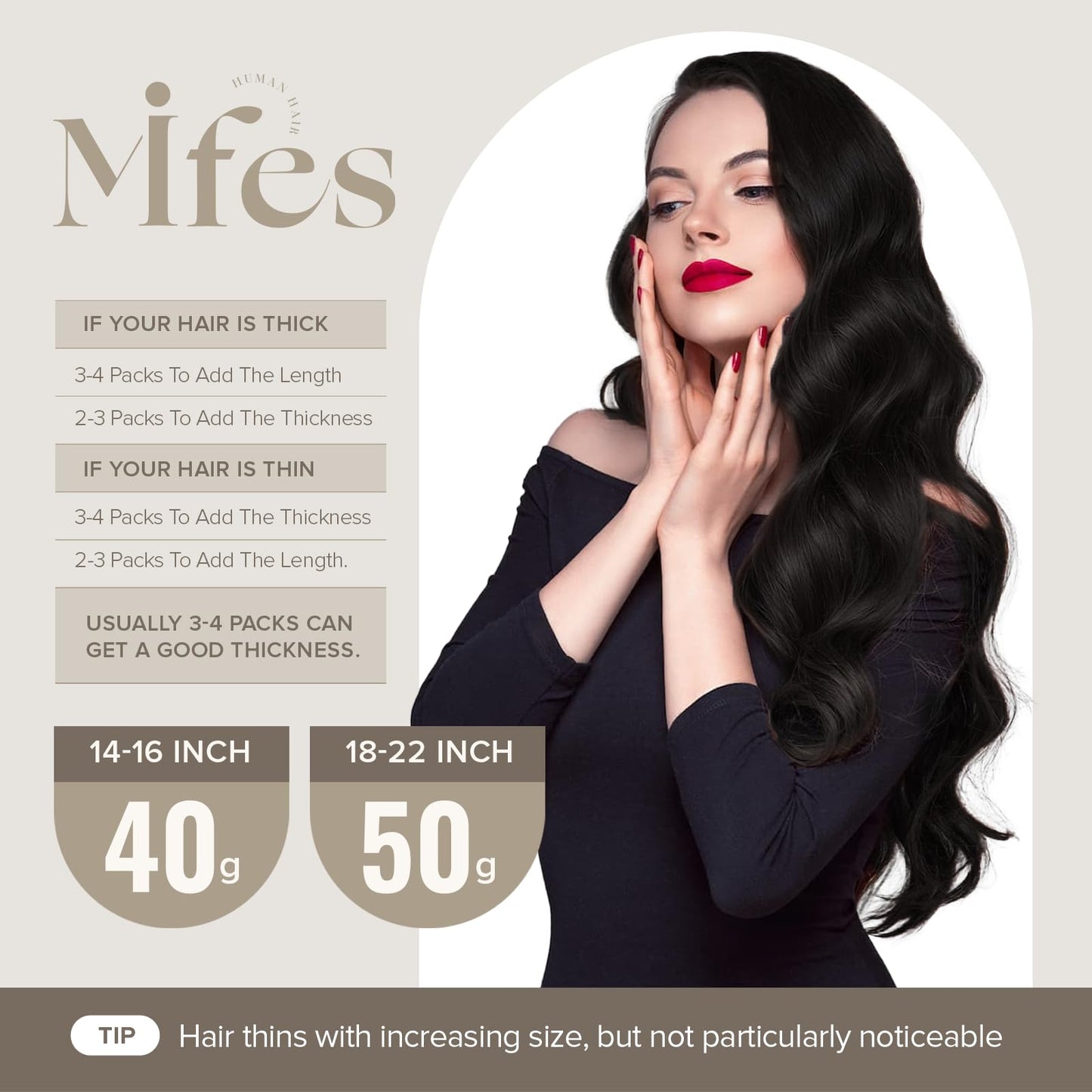 Mifes Tape in Hair Extensions Human Hair Jet Black #1 20pcs/50g 20 Inch Hair Extensions Real Human Hair Natural Hair Extensions Straight Hair Extensions for Black