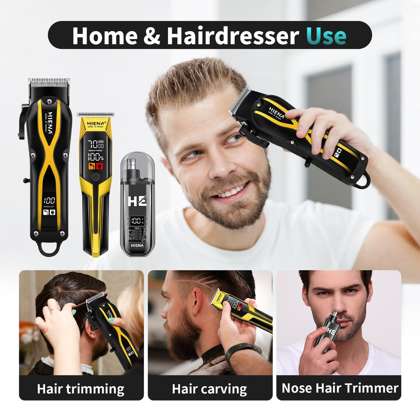 Professional Hair Clippers for Men - Electric Barber Clipper Set with LED Display | Complete Hair Trimmer Kit