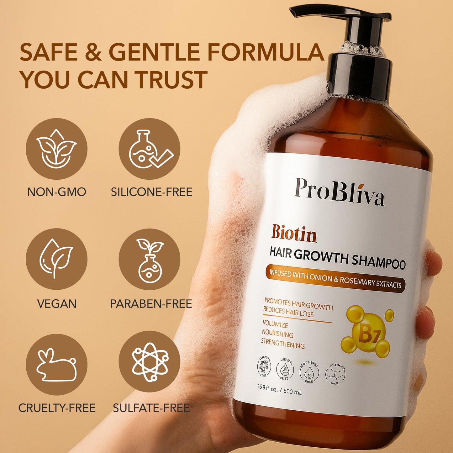 Biotin Hair Growth Shampoo for Thinning Hair in Adults 30+ – Strengthening Formula with Biotin & Rosemary – Reduces Shedding, Supports Fuller, Stronger Hair – Sulfate-Free, 16.9 fl oz